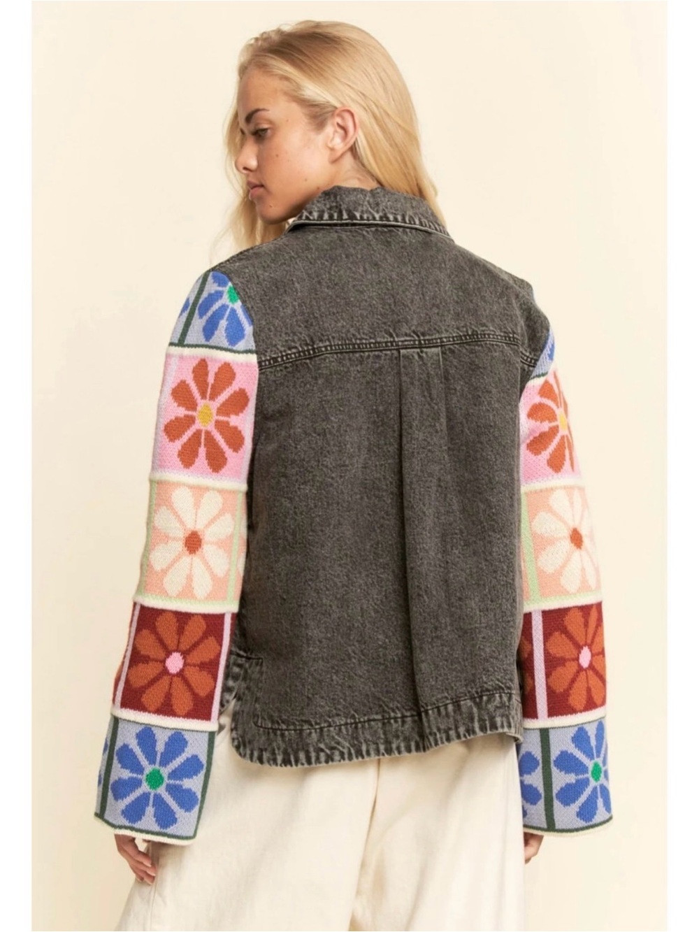 DAVI & DANI Women's
Adjustable Cuffs Multi Patch Denim Jacket (black denim) - Picture 10 of 10